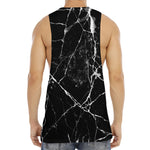 Black White Natural Marble Print Men's Muscle Tank Top