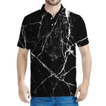 Black White Natural Marble Print Men's Polo Shirt