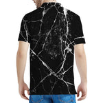 Black White Natural Marble Print Men's Polo Shirt