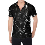 Black White Natural Marble Print Men's Shirt