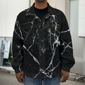 Black White Natural Marble Print Men's Shirt Jacket