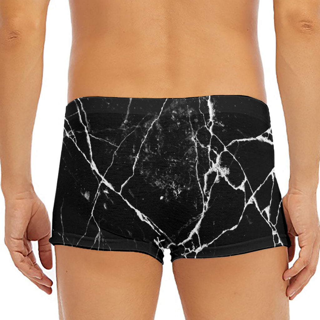 Black White Natural Marble Print Men's Short Boxer Briefs