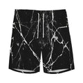 Black White Natural Marble Print Men's Athletic Shorts
