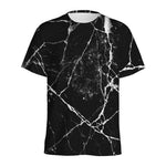 Black White Natural Marble Print Men's Sports T-Shirt