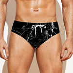 Black White Natural Marble Print Men's Swim Briefs