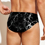 Black White Natural Marble Print Men's Swim Briefs