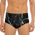 Black White Natural Marble Print Men's Triangle Swim Briefs