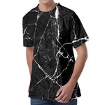Black White Natural Marble Print Men's Velvet T-Shirt
