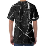 Black White Natural Marble Print Men's Velvet T-Shirt