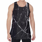 Black White Natural Marble Print Men's Velvet Tank Top