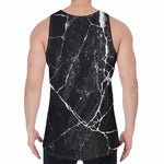 Black White Natural Marble Print Men's Velvet Tank Top