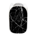 Black White Natural Marble Print Mesh Laundry Hamper