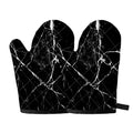 Black White Natural Marble Print Oven Mitts