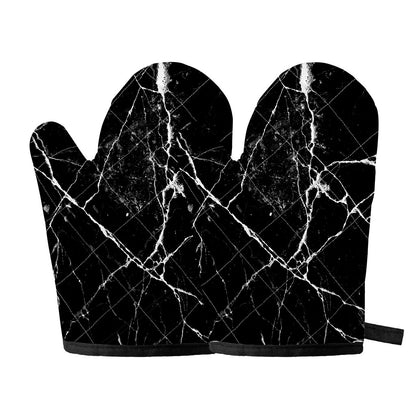 Black White Natural Marble Print Oven Mitts