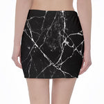 Black White Natural Marble Print Pencil Mini Skirt