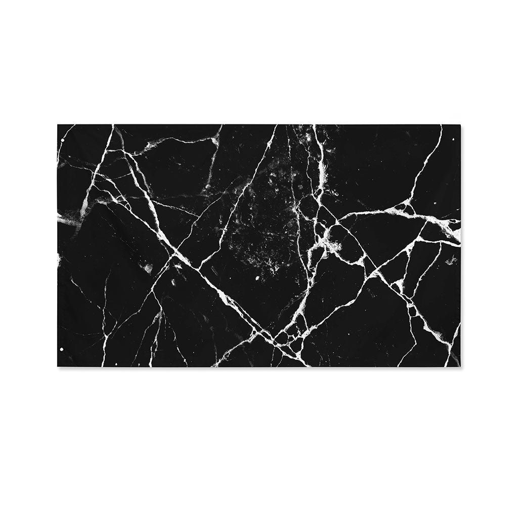 Black White Natural Marble Print Polyester Flag