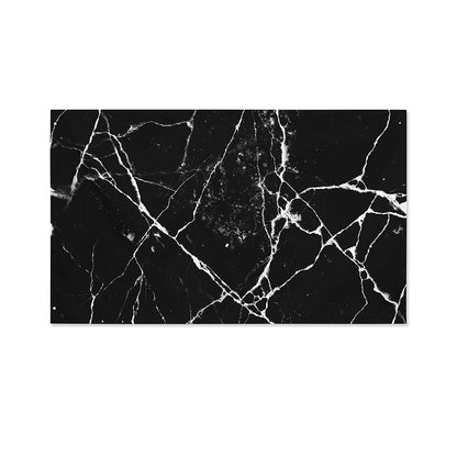Black White Natural Marble Print Polyester Flag