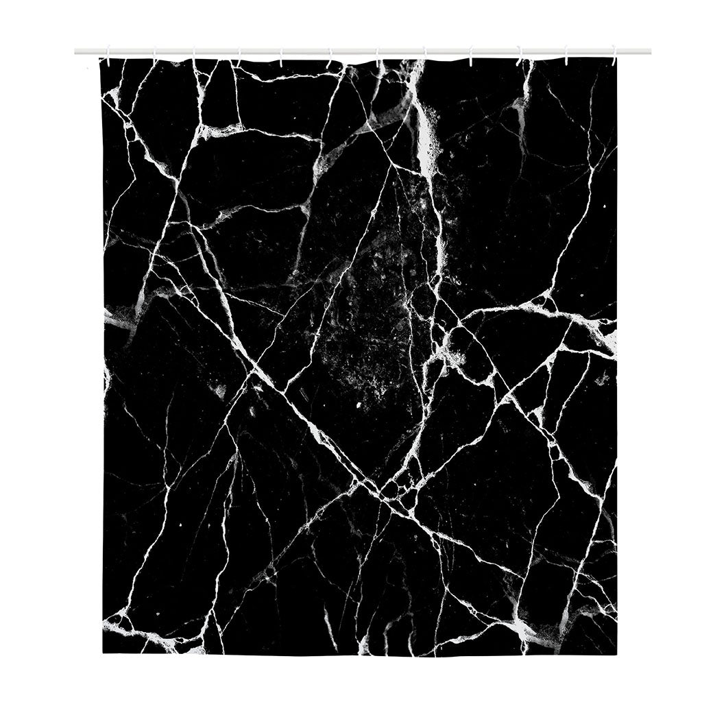 Black White Natural Marble Print Polyester Shower Curtain