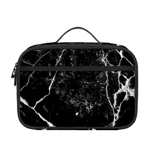 Black White Natural Marble Print Portable Lunch Bag