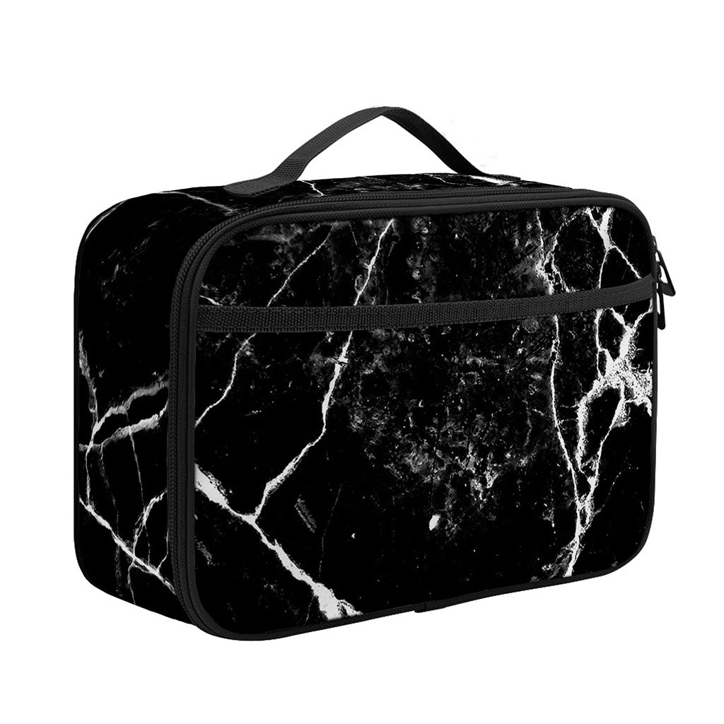 Black White Natural Marble Print Portable Lunch Bag