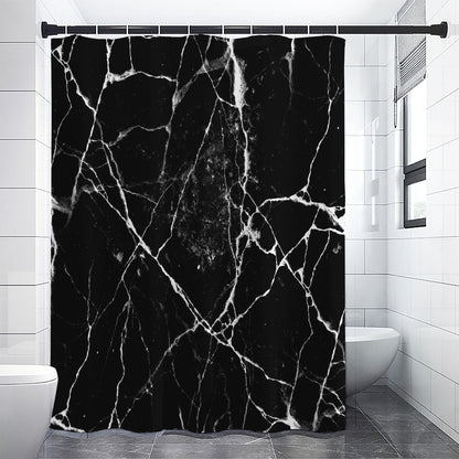 Black White Natural Marble Print Premium Shower Curtain