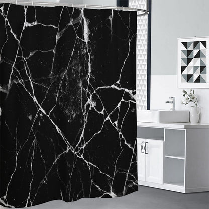 Black White Natural Marble Print Premium Shower Curtain