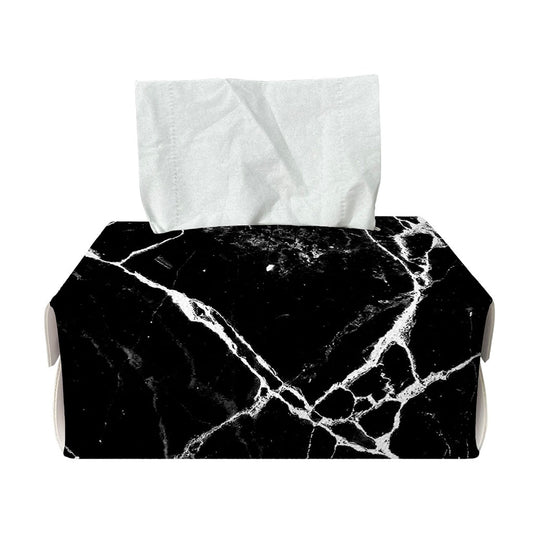 Black White Natural Marble Print Rectangle Tissue Box Cover