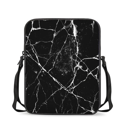 Black White Natural Marble Print Rectangular Crossbody Bag