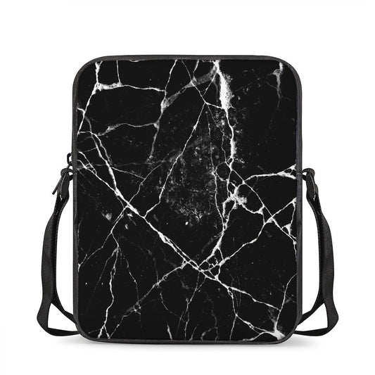 Black White Natural Marble Print Rectangular Crossbody Bag