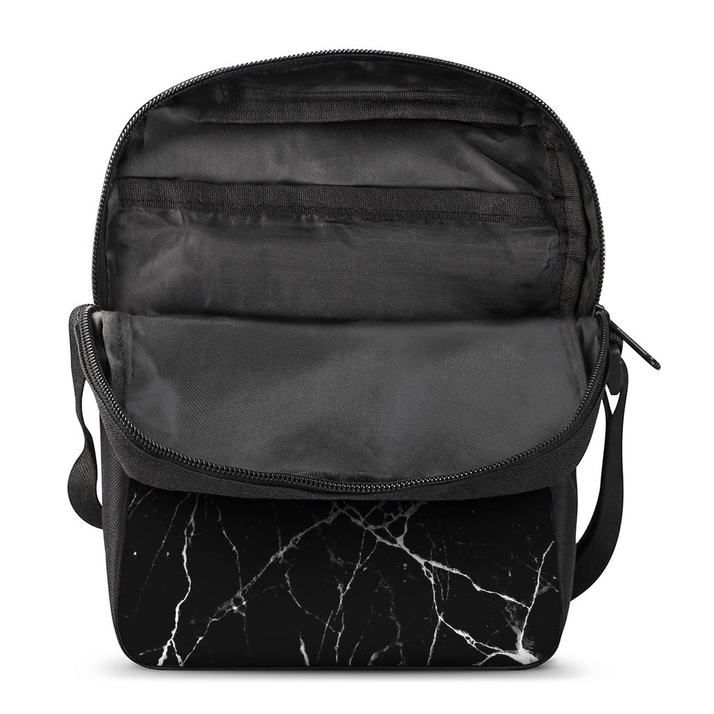 Black White Natural Marble Print Rectangular Crossbody Bag