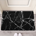 Black White Natural Marble Print Rubber Doormat