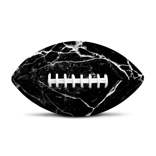 Black White Natural Marble Print Rugby Ball