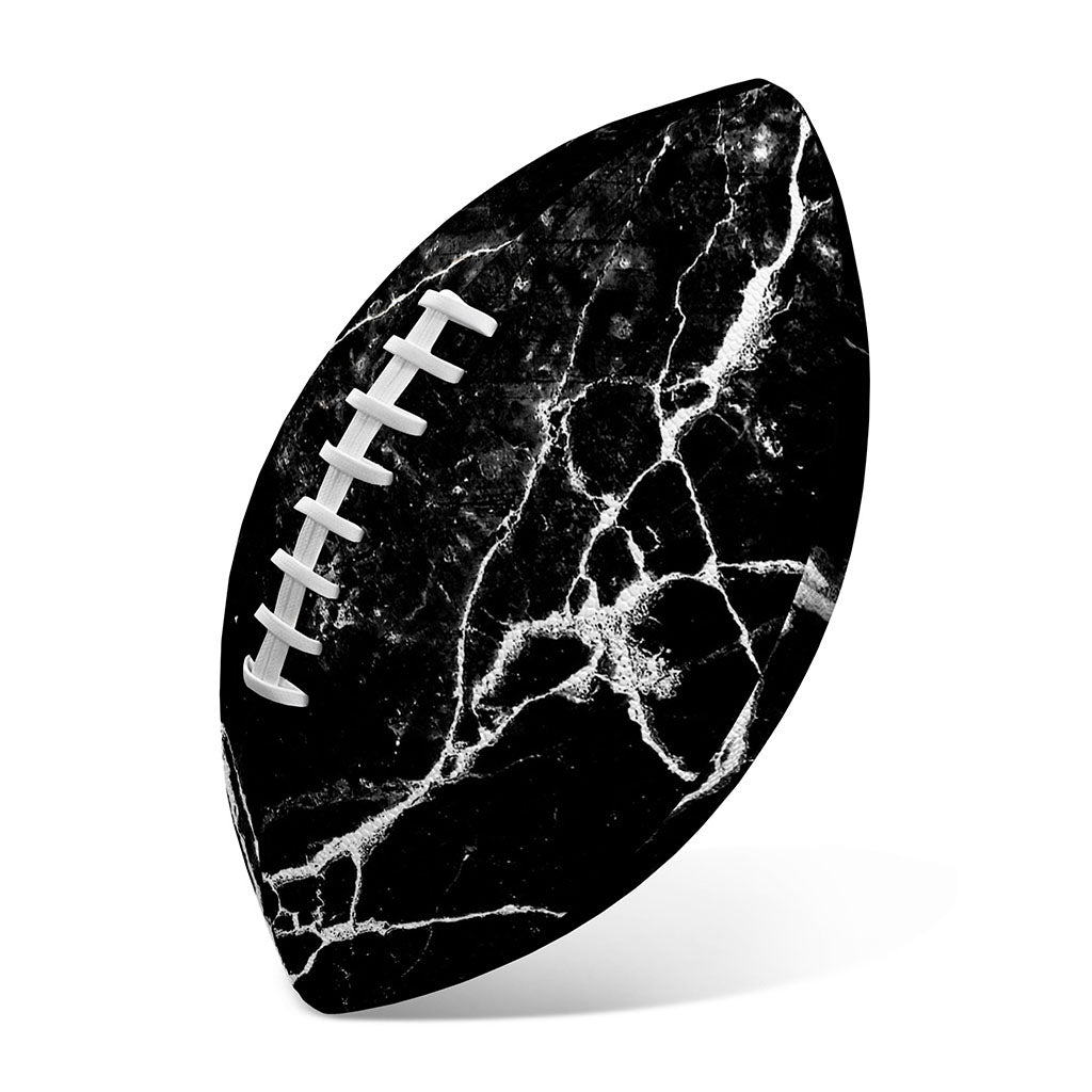 Black White Natural Marble Print Rugby Ball