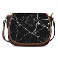 Black White Natural Marble Print Saddle Bag