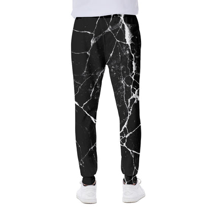 Black White Natural Marble Print Scuba Joggers