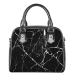 Black White Natural Marble Print Shoulder Handbag