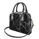 Black White Natural Marble Print Shoulder Handbag