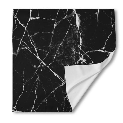 Black White Natural Marble Print Silk Bandana