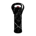 Black White Natural Marble Print Single Neoprene Wine Tote