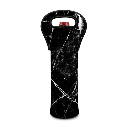 Black White Natural Marble Print Single Neoprene Wine Tote