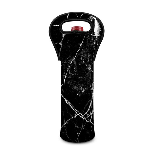 Black White Natural Marble Print Single Neoprene Wine Tote