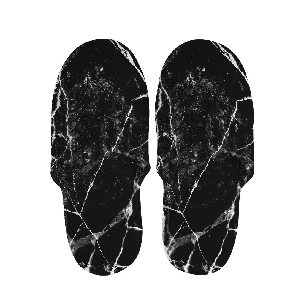 Black White Natural Marble Print Slippers