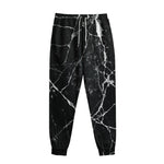 Black White Natural Marble Print Sweatpants