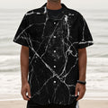 Black White Natural Marble Print Textured Short Sleeve Shirt