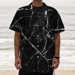 Black White Natural Marble Print Textured Short Sleeve Shirt