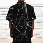 Black White Natural Marble Print Textured Short Sleeve Shirt