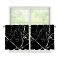 Black White Natural Marble Print Tier Curtains