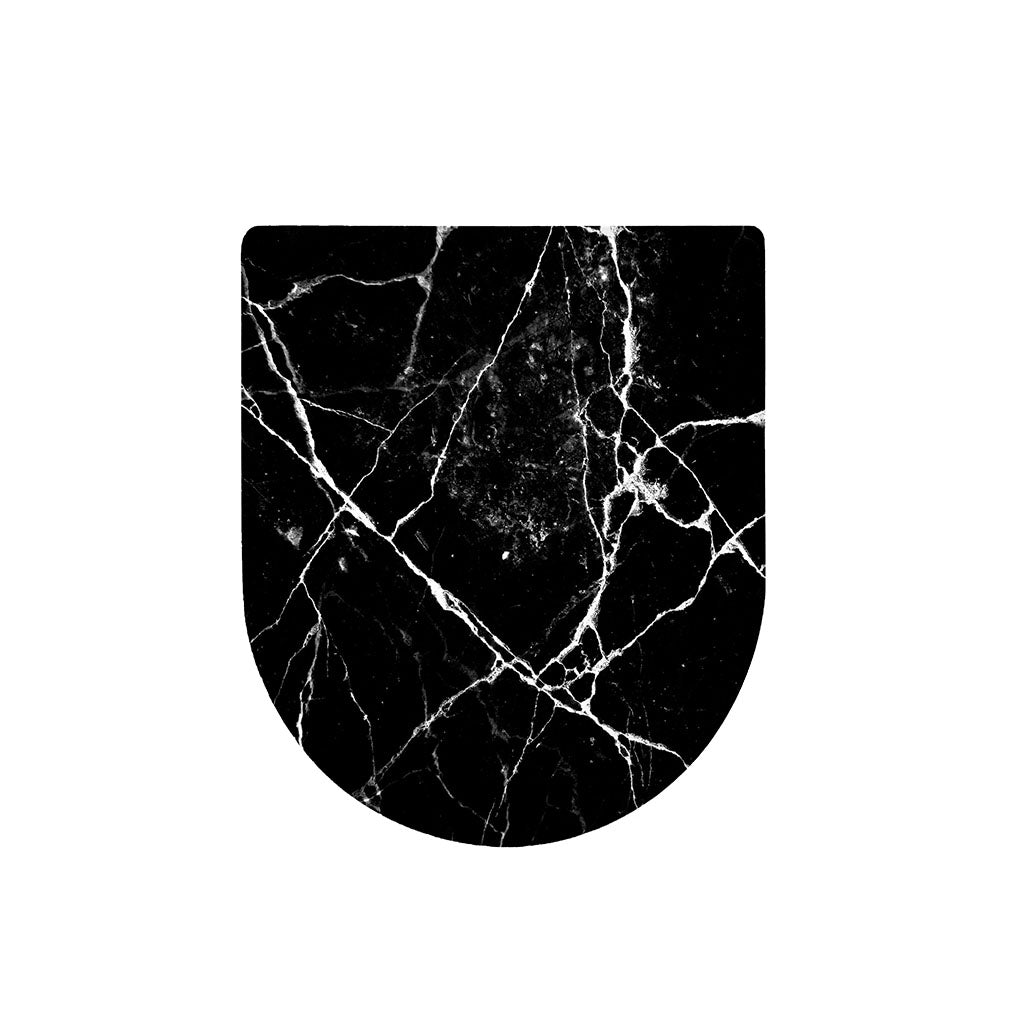 Black White Natural Marble Print Toilet Lid Cover