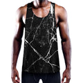 Black White Natural Marble Print Men's Workout Tank Top