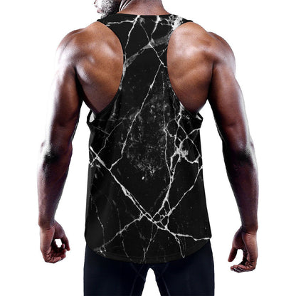 Black White Natural Marble Print Training Tank Top